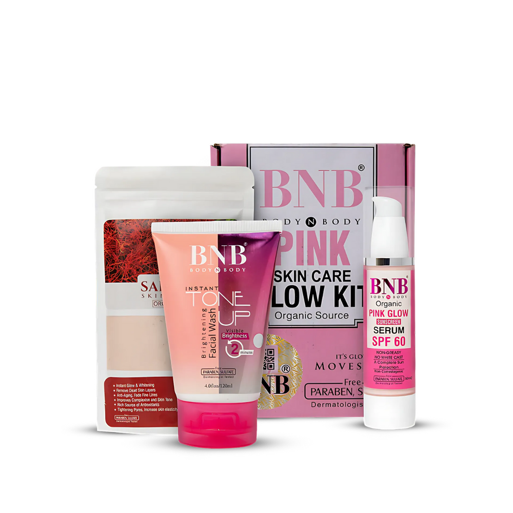 Bnb Pink Glow Kit ( Toneup Facewash, Saffron Mask & Pink Glow Sunscreen) - Beauty Nest