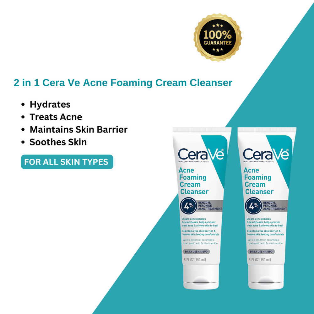 2 in 1 Cera Ve Acne Foaming Cream Cleanser - Beauty Nest