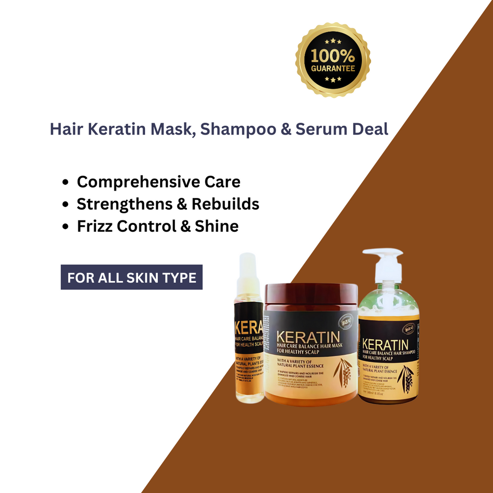 3 In 1 Hair Keratin Mask, Shampoo & Serum Deal - Beauty Nest