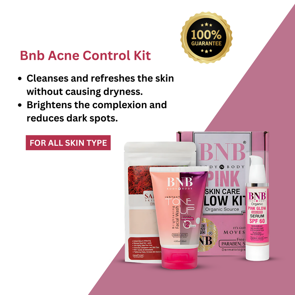 Bnb Pink Glow Kit ( Toneup Facewash, Saffron Mask & Pink Glow Sunscreen) - Beauty Nest